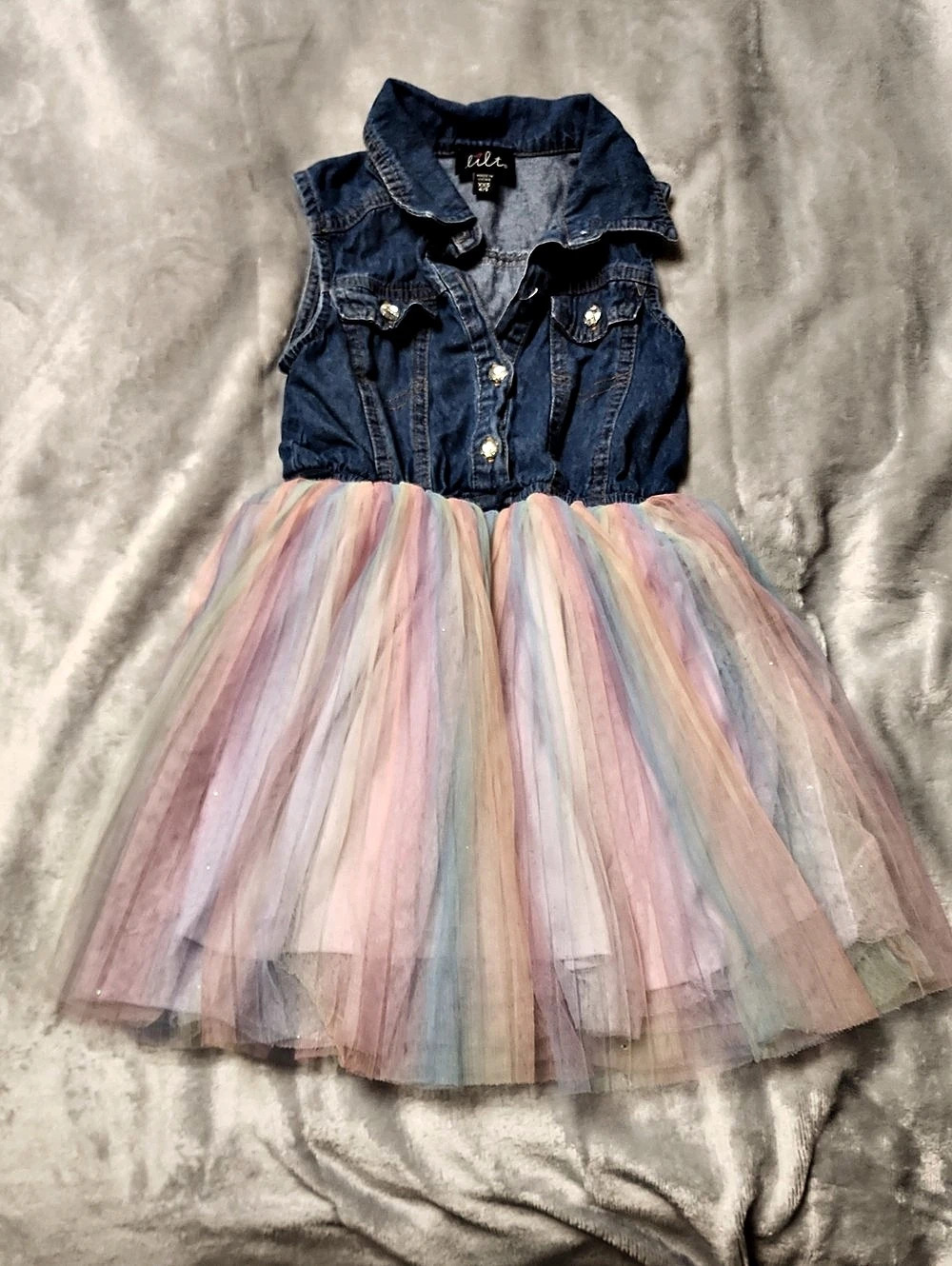 Lilt Girls' Denim Tulle Party Dress